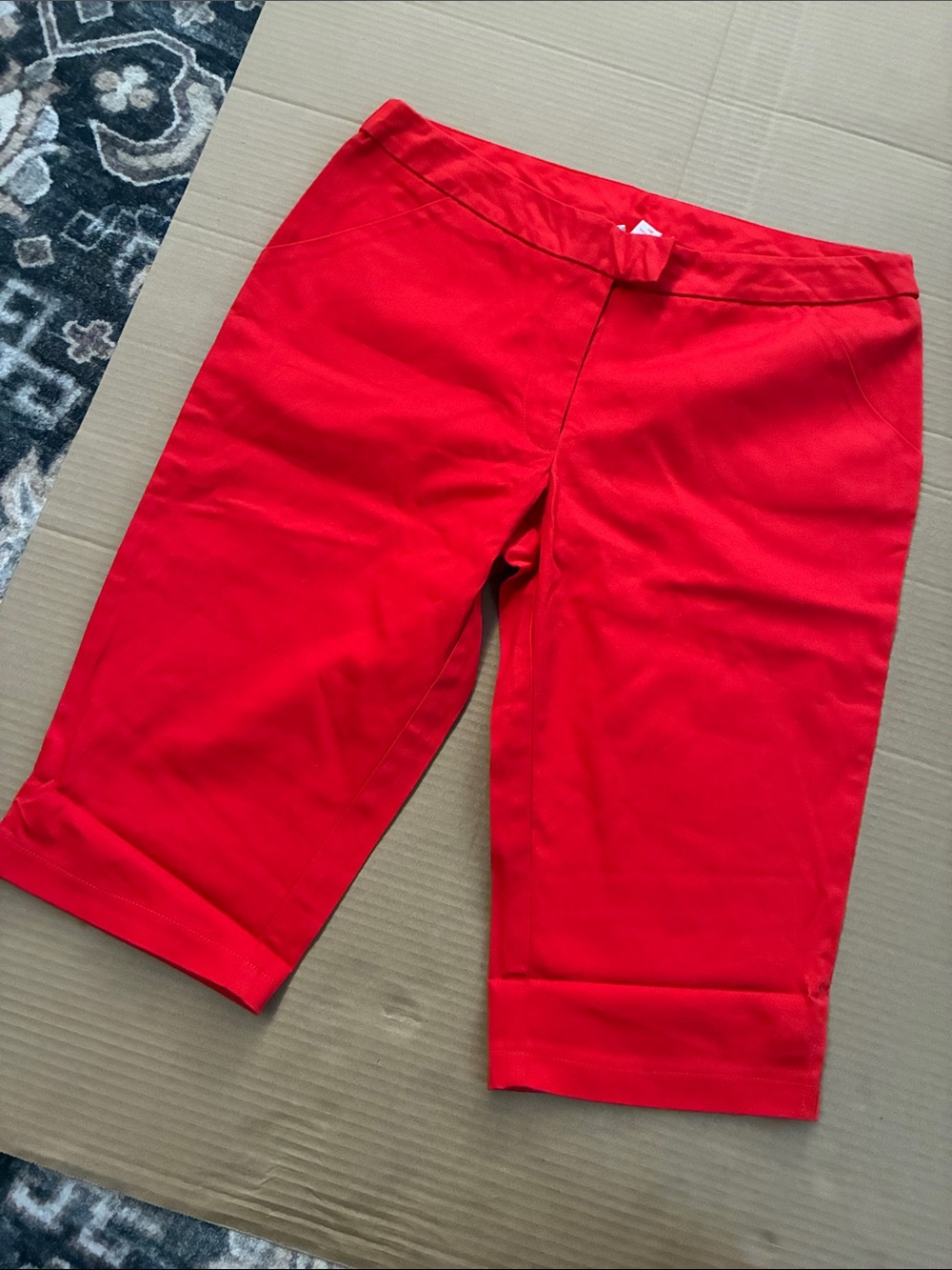 Bright Red Knee-Length Women's Capris